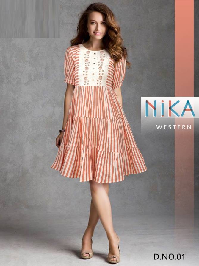 Nika Tunic Mirror Thread Work Cotton Western Party Wear Kurtis Wholesale Price In Surat